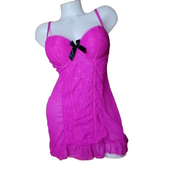 TRUE DESIRE Other - TRUE DESIRE HOT PINK NEGLIGEE BABYDOLL SIZE LARGE